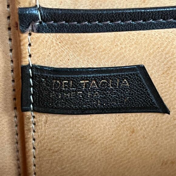 Vintage 50s Del Taglia Italian Leather Top Handle Bag Brown Structured Handbag - Picture 13 of 14